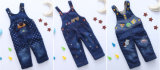 P1123 2015 New Arrival Winter Cute Fashion Thick Denim Embroidered Cartoon Children Overalls Suspender Thousers Kids Pants