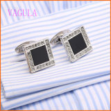 VAGULA Silver Plated Rhinestone and Agate Copprer Cuff Links