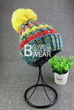 Newest Style Acrylic Cuffed Custom Acrylic Bobble Beanie Hat with POM
