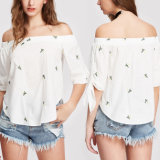 Fashion Women Leisure Casual Printed Bandage off Shoulder Clothes Blouse