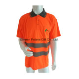 Reflective Safety Vest Orange Polo Shirt with Embroidery Label