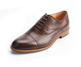 High End Men Cap Toe Formal Lace up Waxed Calf Dress Genuine Leather Shoes Men