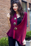 Lady Coconut Button Fashion Acrylic Knitted Scarf Shawl (YKY4424-3)