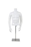 Glossy Bright White Half-Body Male Mannequin (Stainless Steel Base)