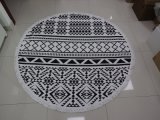 Customized Reactive Printing Cotton Round Beach Towel with Tassels