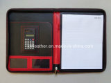 China Supplier Personalised Leather Compendium with Zipper Around