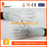 Ddsafety 13 Gauge White Nylon Liner Wrist White PU Coated Gloves