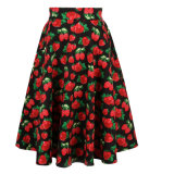 in Stock Strawberry Print Large Pendulum Length Party Skirts for Women