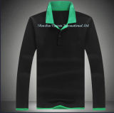 Long Sleeve Men's Polo T Shirt Black