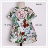 Classical Black Flower Pattern Kids Clothes for Cotton Girls Dress