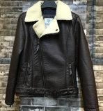 H1579 Man Brown Fur Classic New Leather PU Jacket