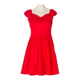 Vintage Plain Suit Cotton Plus Size Red Cocktail Party Dress