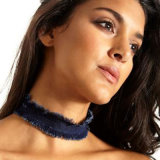 Hot Trendy Fashion Jewelry Blue Tassel Jean Choker Necklaces for Women in Silver