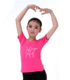 180 GSM 95% Cotton 5% Spandex Girls T Shirt for Dance/Gymnastics