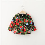 Flower Printed Girl Cotton Coat for Kid Clothes