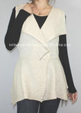 Fashion European Ladies Dress with Cable Knitting in Sleeveless (12AW-231)