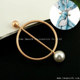 Geometrical Figure Pearl Brooch Circular Button Pin Shawl Scarf Accessories