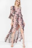 Newest Designs Women Palm Floral Print Maxi Dresses
