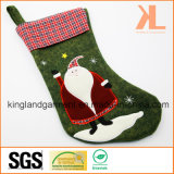 Quality Embroidery/Applique Christmas Decoration Felt Tartan Santa Style Stocking