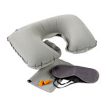 Travel Set Including a Velvet Inflatable Pillow, Eye Mask and Earplugs