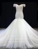 Aolanes Customize Mermaid off Shoulder Tulle Wedding Dress