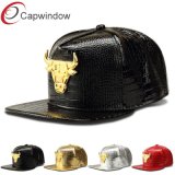 Promotion PU Leather Snapback Cap with Metal Patch