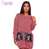 New Arrival Fashion Sexy Round Neck Long Sleeve Loose Sweater