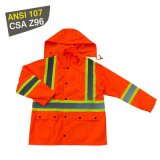 En343 En20471 Fluorescent Rainwear Men's Waterproof Reflective Windbreaker Jacket with Hood