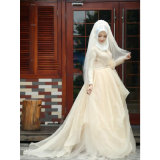 Muslim Satin Tulle Lace Decent Wedding Dress (Dream-100059)