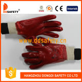 Ddsafety Red PVC Fully Dipped Gloves with Interlock Liner Knit Wrist