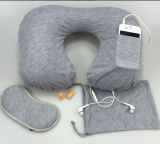 Inflatable Flocked Travel Pillow Set for Promotion