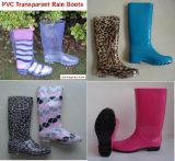 China New Fashion PVC Rain Boot, Women Transparent Boots, Rain Boot