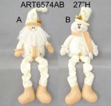 Spring Legged Santa Snowman Holiday Decoration with Hand Embroidery-2asst.