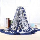 Diamond Printed Polyester Fashion Scarf with Jacquard Fabric (HWBPS035)