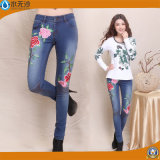 2017 Fashion Women Embroidery Pants Factory OEM Cotton Denim Jeans