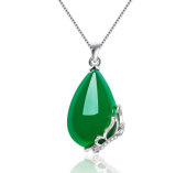 Sterling Silver Green Jewellery Stone Butterfly Ornament Angle Tears Jade Necklace Water Drip Shape Necklace