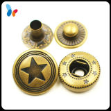 Custom Star Logo Vintage Antique Brass Metal Spring Snap Button