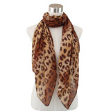 Lady Fashion Leopard Printed Cotton Voile Scarf (YKY4074-1)