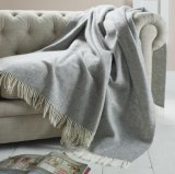Woven Herringbone Merino Wool Blanket Throw
