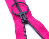 Metal Zipper with Circle Puller and Pink Tape/Top Quality