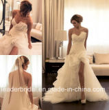 Ruffles Organza Wedding Gown Split Beach Sexy Bridal Dress Ld15261