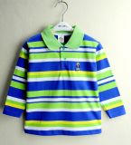 Kids Long Sleeve Polo Shirts Yarn Dye Fabric