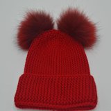 75g Acrylic Cheap Fur POM POM Beanie Knitted Hats