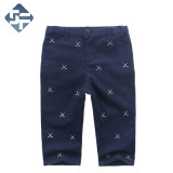Children's Cotton Twill Pants with Overall Embroidery