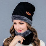 Women's Warm Knitted Wool Hat with Woolen Neckerchief