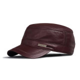 PU Leather Cap Dark Military Army Cap with Customed Logo