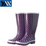 Hotsale New Design Ladies Purple Spotty Wellington Boot Women Rubber Rain Boots