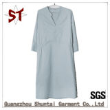Blue Simple Casual Stand-Neck Long Shirt Dress