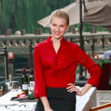 Fashion Restaurant Hotel Uniform Women Female Waitress Shirt Long Sleeve Hidden Placket