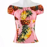 Shirt Top Women Vintage Rockabilly Tunic 2017 Pineapple Short Sleeves